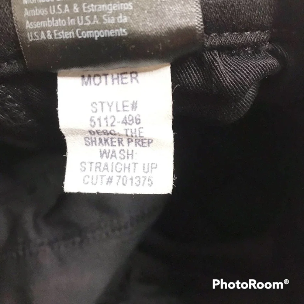 MOTHER Denim the Shaker Prep Straight Up in solid black size 29 - Picture 9 of 15